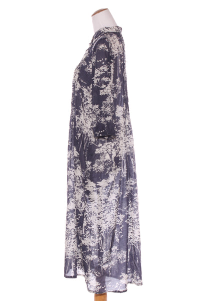 CAROLINE SILLS (NZ) Navy botanical print shirt dress! 10-12