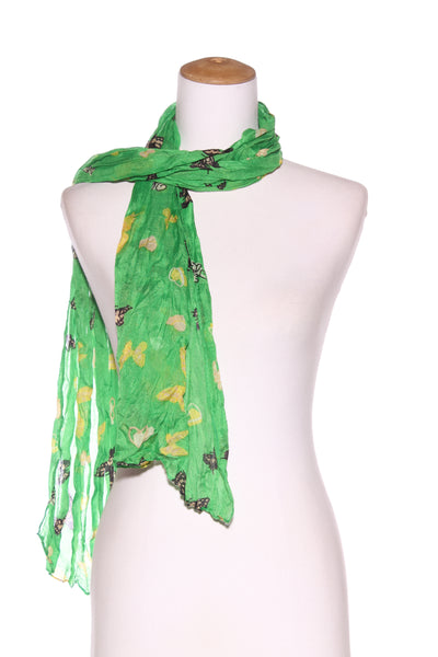 Green butterfly print scarf!