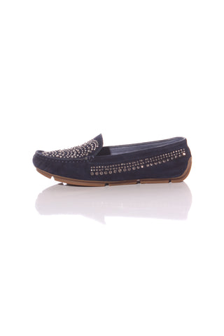 BELLE - Studded navy leather loafers! 7
