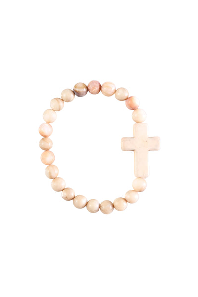 Marble bead + cross bracelet!