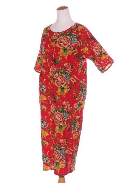 BUYKUD - Linen + cotton floral midi dress! 12-14
