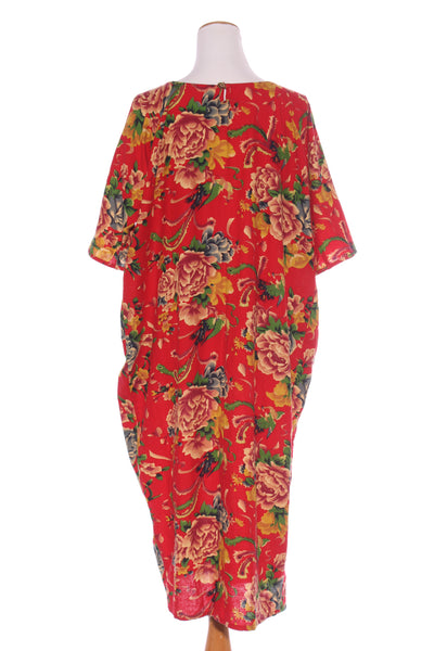 BUYKUD - Linen + cotton floral midi dress! 12-14