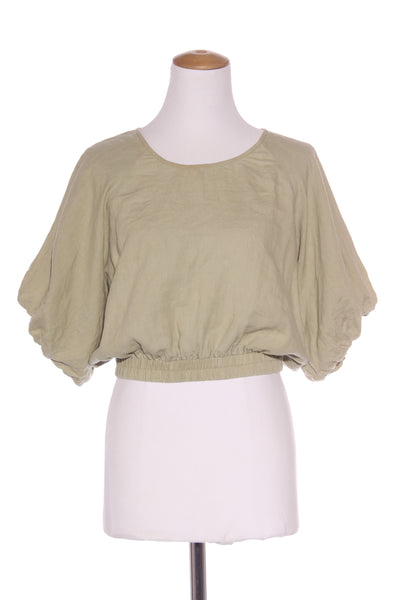 RE:UNION Label "Matilda" Linen sage crop top! 10-12