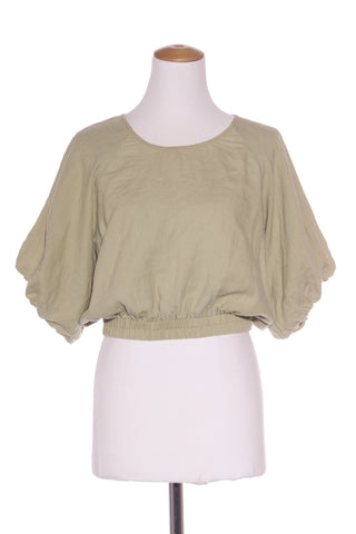 RE:UNION Label "Matilda" Linen sage crop top! 10-12