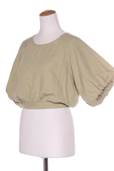 RE:UNION Label "Matilda" Linen sage crop top! 10-12