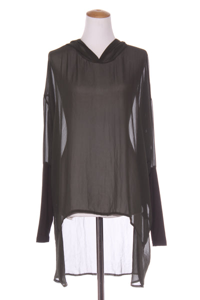 IVYBLU (NZ) Khaki chiffon hooded fitted cuff top! 12-14