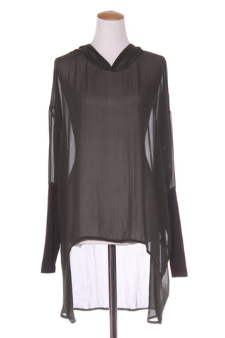 IVYBLU (NZ) Khaki chiffon hooded fitted cuff top! 12-14