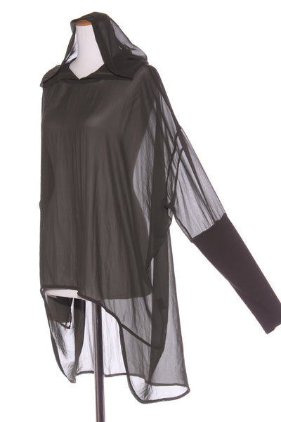 IVYBLU (NZ) Khaki chiffon hooded fitted cuff top! 12-14