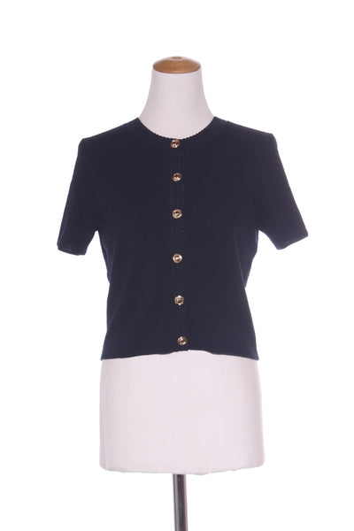 PORTMANS (LN) Navy patterned knit S/S cardi! 10