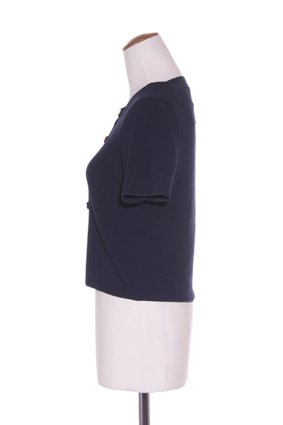 PORTMANS (LN) Navy patterned knit S/S cardi! 10