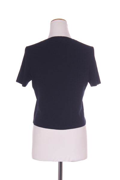 PORTMANS (LN) Navy patterned knit S/S cardi! 10