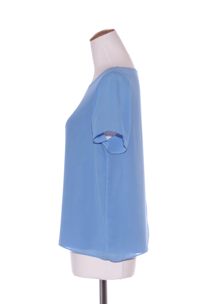 OLIVER BLACK - Cornflower blue lined split back top! 10