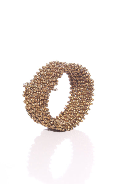 SILLS & Co - Antique Gold beaded cuff Bracelet - Adjustable