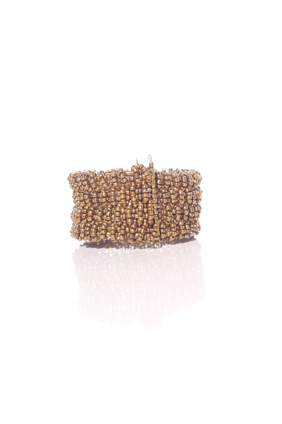 SILLS & Co - Antique Gold beaded cuff Bracelet - Adjustable