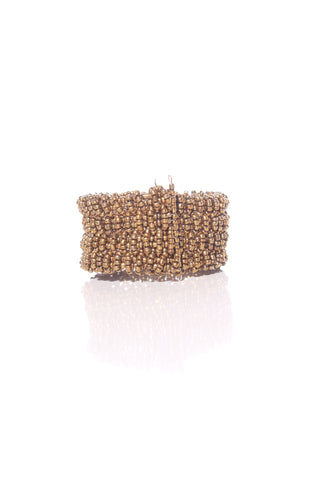 SILLS & Co - Antique Gold beaded cuff Bracelet - Adjustable