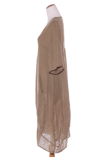 CALI & CO - Khaki linen midi dress! 12-14