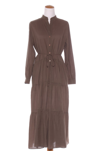 REPERTOIRE (NZ) "Ravi" Tiered cotton maxi shirt dress! 12