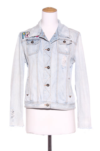 ALL ABOUT EVE "Peace" distressed denim jacket! 10