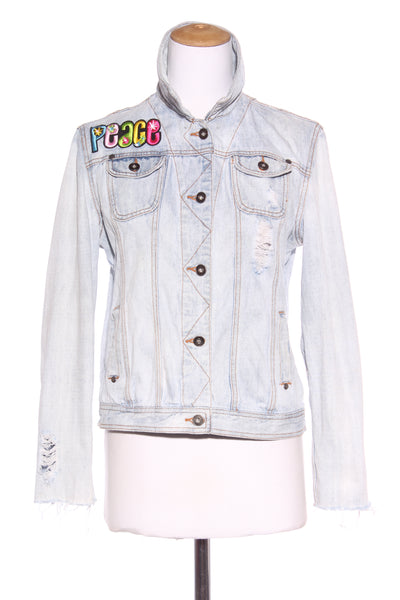 ALL ABOUT EVE "Peace" distressed denim jacket! 10