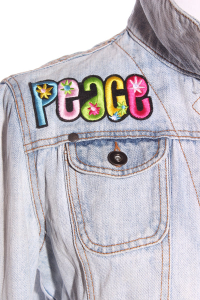 ALL ABOUT EVE "Peace" distressed denim jacket! 10