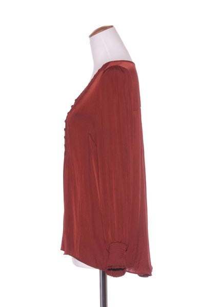 WHISTLE - Cocoa pleated satin blouse! 12
