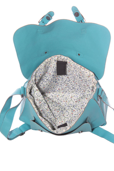MOANA RD (LN) Large floral lined satchel - Aqua!