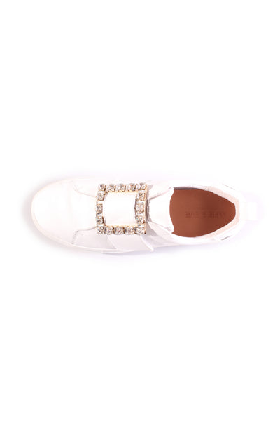 ALFIE & EVIE - Diamonte buckle leather platform sneakers! 40