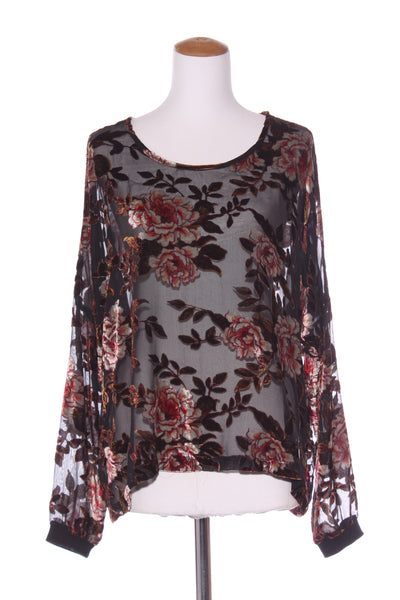 NES (NZ) Rose velvet burn out blouse! 12