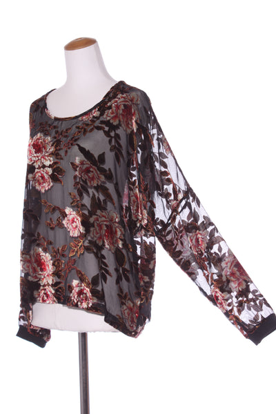 NES (NZ) Rose velvet burn out blouse! 12