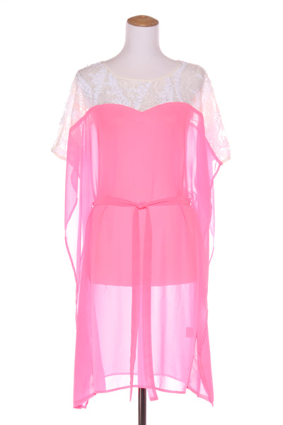 AUGUSTINE - Sequin + lace detail neon pink dress! 8-10