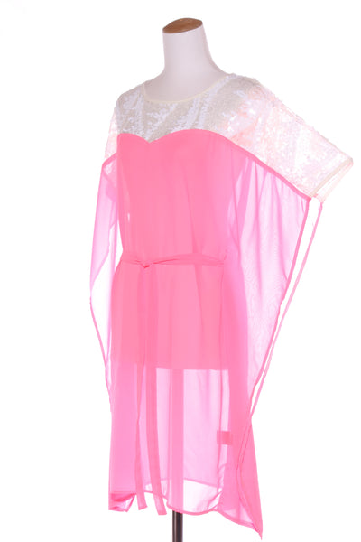 AUGUSTINE - Sequin + lace detail neon pink dress! 8-10