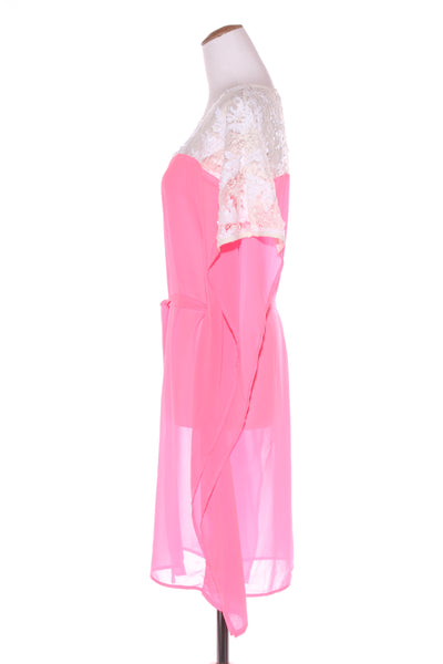 AUGUSTINE - Sequin + lace detail neon pink dress! 8-10