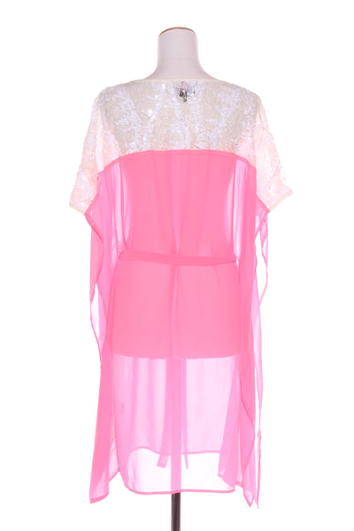 AUGUSTINE - Sequin + lace detail neon pink dress! 8-10