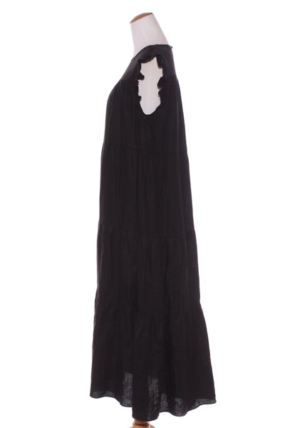 ADORNE - Frill sleeve linen tiered maxi dress! 10-12
