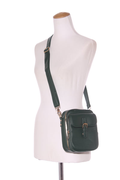 (LN) Faux leather crossbody bag - Forest green!