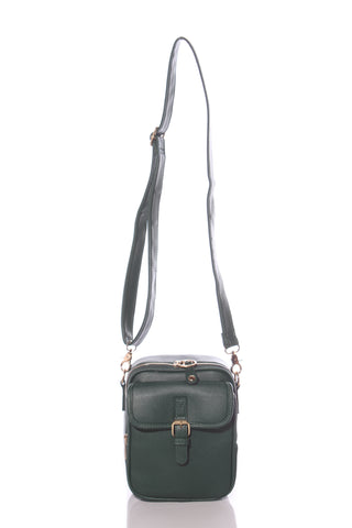 (LN) Faux leather crossbody bag - Forest green!