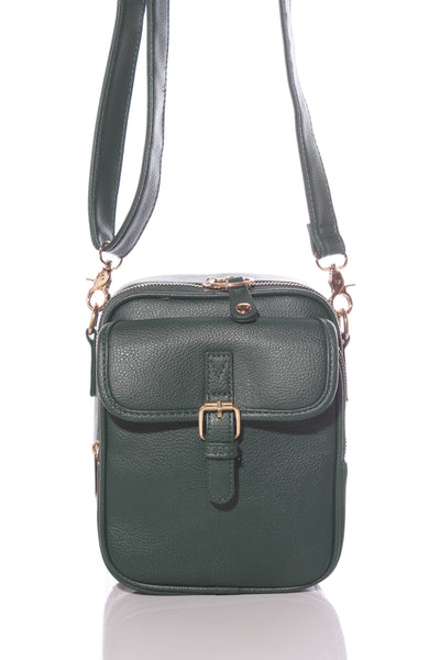 (LN) Faux leather crossbody bag - Forest green!