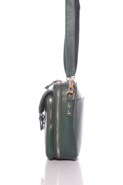 (LN) Faux leather crossbody bag - Forest green!