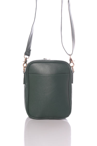 (LN) Faux leather crossbody bag - Forest green!