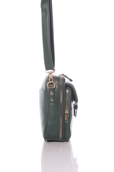 (LN) Faux leather crossbody bag - Forest green!