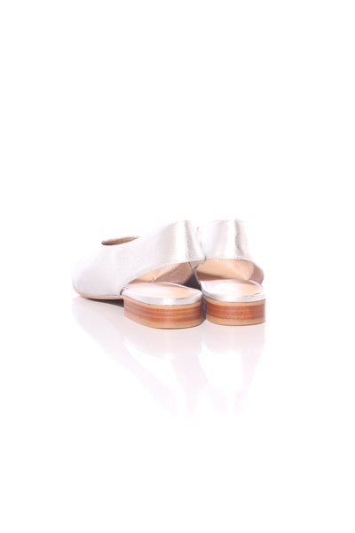 MI PIACI - Silver leather slingback flats! 39