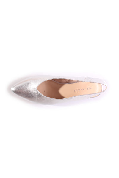 MI PIACI - Silver leather slingback flats! 39