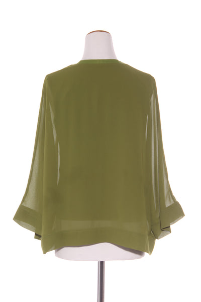 LINCOLN ST - V neck lined boxy top - Moss green! 12-14