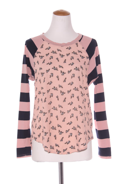KETZ-KE - Floral + stripe panel L/S top! 8-10