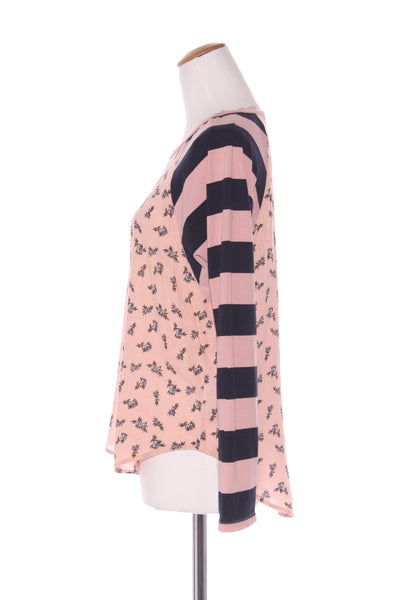 KETZ-KE - Floral + stripe panel L/S top! 8-10
