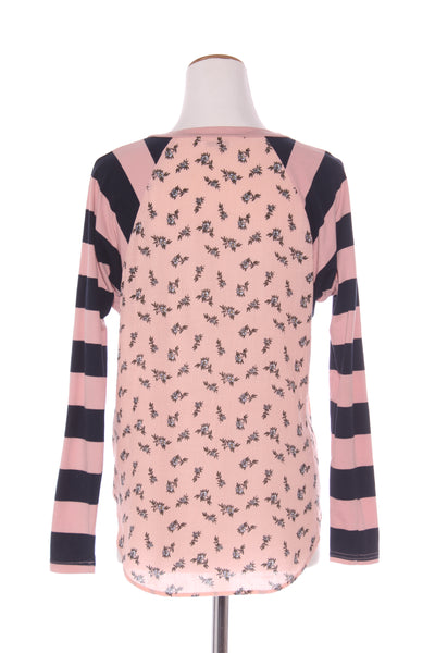 KETZ-KE - Floral + stripe panel L/S top! 8-10