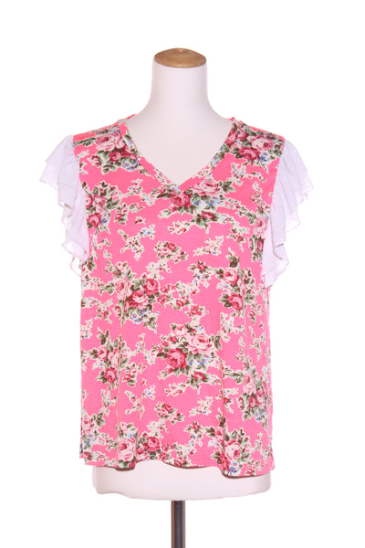 CHARLO 'V' neck ruffle sleeve floral top! 14