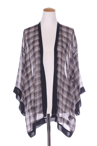 REPERTOIRE (NZ) Navy + tan check chiffon kimono/jacket! 14