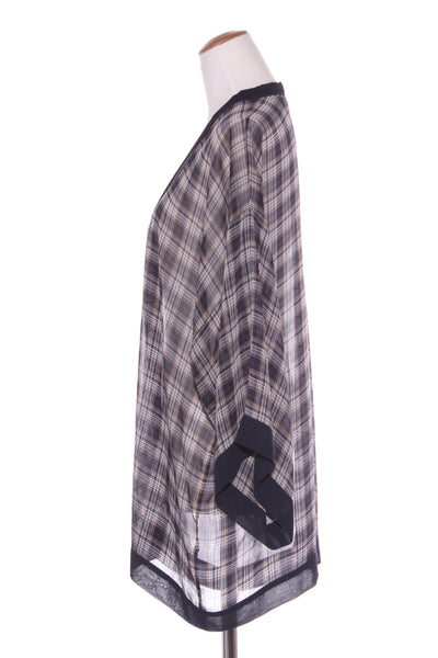 REPERTOIRE (NZ) Navy + tan check chiffon kimono/jacket! 14