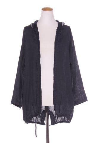 THE LINO LOUNGE (ITA) Metallic trim linen hooded jacket! 10-16